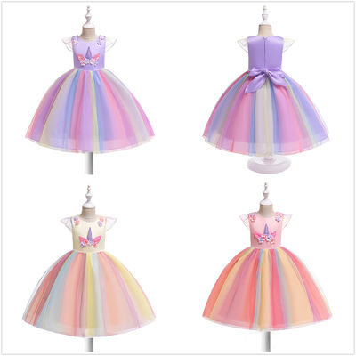 Prinses Dresses van Tulle van de borduurwerk 3D Bloem voor het Oude Meisje van 6Years